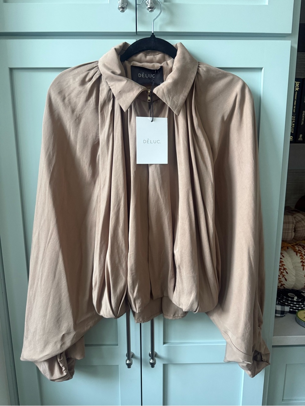 Deluc Taupe Draped Cape Jacket